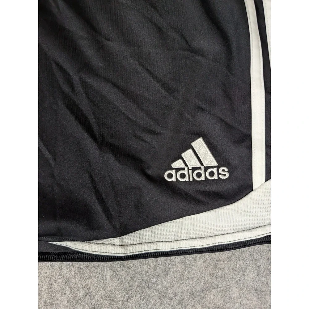 Adidas Mens Soccer Shorts Black White Striped Athletic Training Gym Activewear